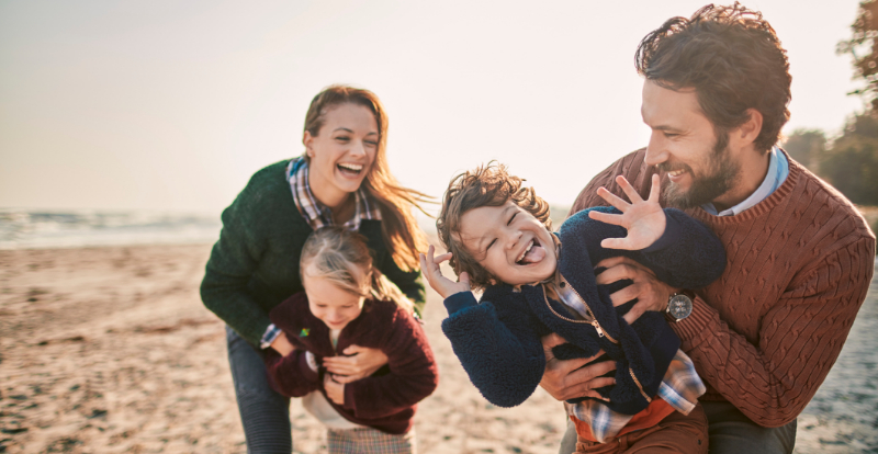 Family Playing on the Beach