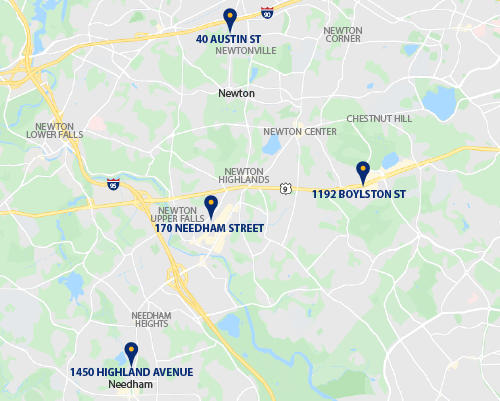 location map for newton and needham branches