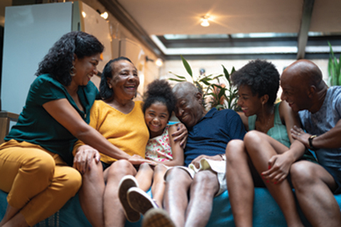 Multi-Generation African hispanic family at home