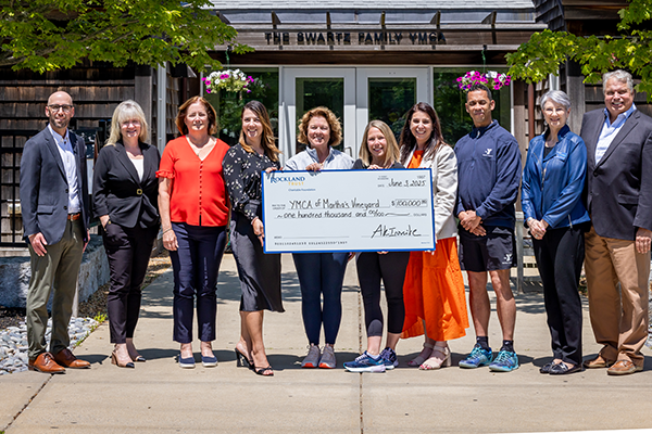 The YMCA of Martha's Vineyard   received a $100,000 grant from Rockland Trust to expand its facilities and services to better address community needs. 